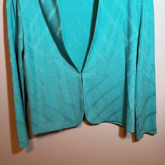 Ming Wang Aqua Teal Green Open Front Knit Cardigan Sweater Jacket PXL - Picture 6 of 14